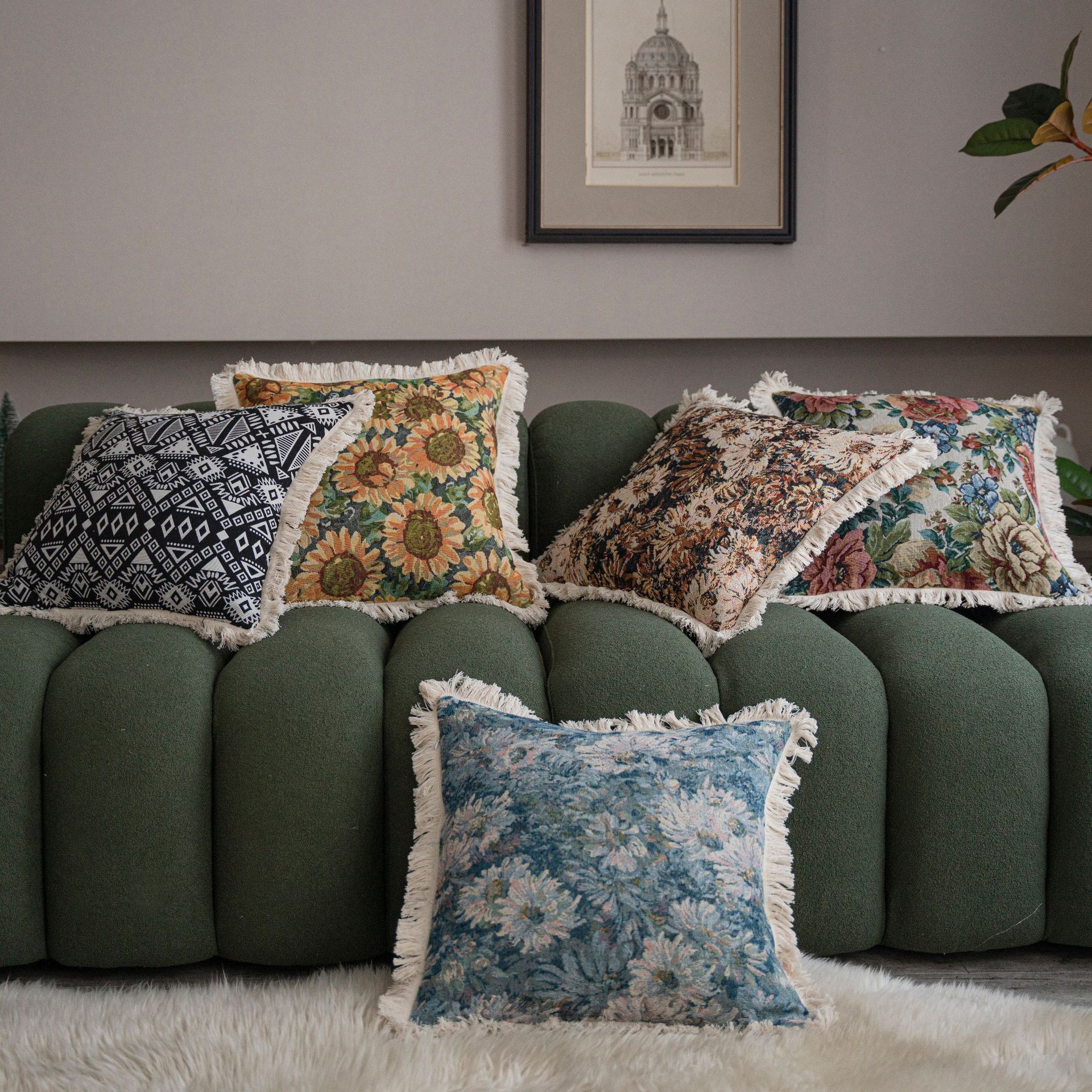 Jacquard Multicolor Sofa Pillow Cases