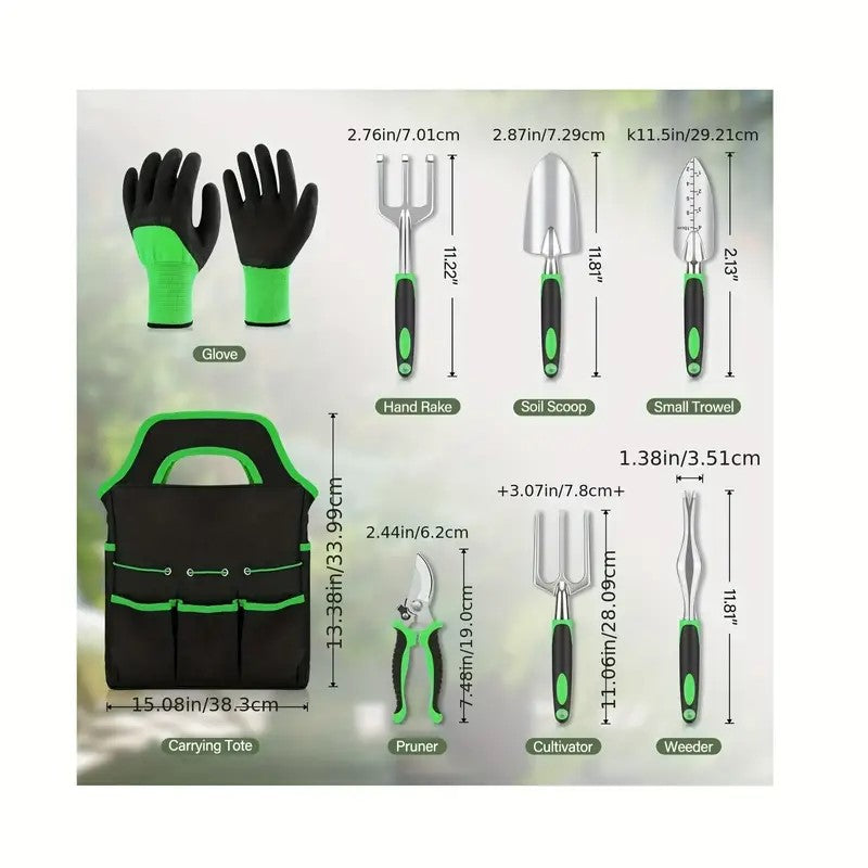 Garden Tools Set, 8 Piece Gardening Tools Set With Non Slip Ergonomic Handle, Heavy Duty Garden Tool Set With Storage Bag, Gardening Kit For Women