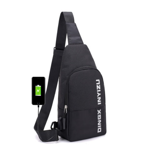 Contrast Stitching Mens Casual Sports Waterproof Chest Bag- Deep Blue