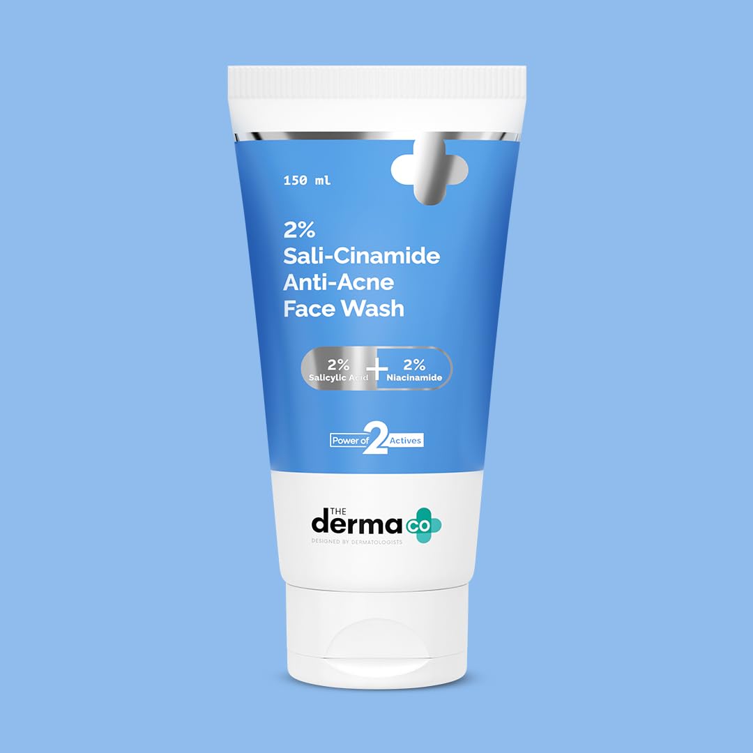 The Derma Co Sali-Cinamide Anti-Acne Face Wash with 2% Salicylic Acid & 2% Niacinamide - 80 ml | Clears Acne & Marks | Removes Excess Oil