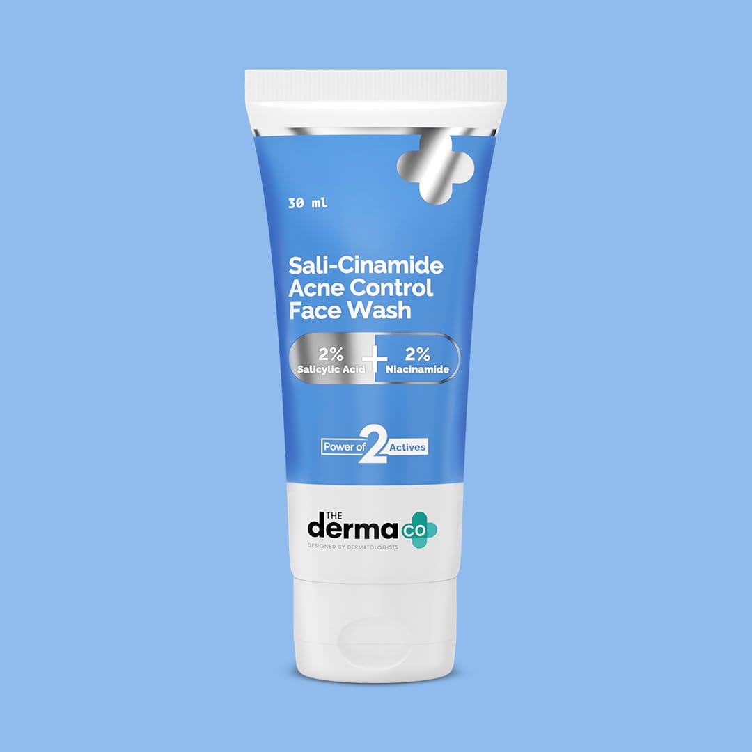 The Derma Co Sali-Cinamide Anti-Acne Face Wash with 2% Salicylic Acid & 2% Niacinamide - 80 ml | Clears Acne & Marks | Removes Excess Oil