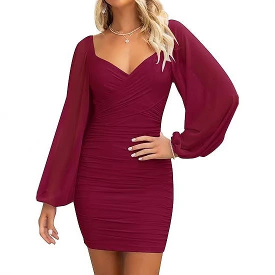 SpringSummer Atmospheric Long-Sleeve Dress