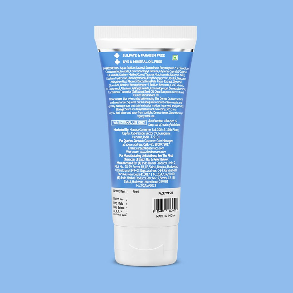 The Derma Co Sali-Cinamide Anti-Acne Face Wash with 2% Salicylic Acid & 2% Niacinamide - 80 ml | Clears Acne & Marks | Removes Excess Oil