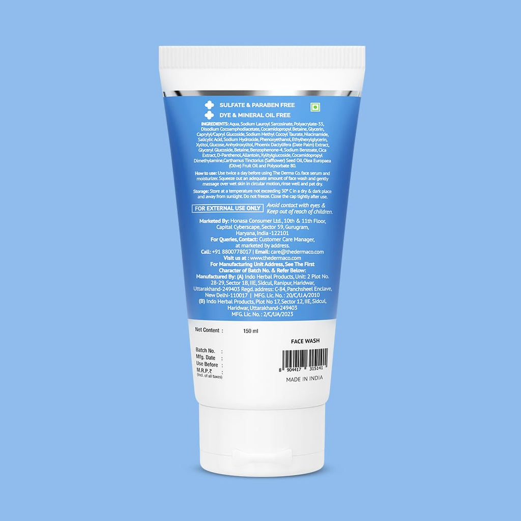 The Derma Co Sali-Cinamide Anti-Acne Face Wash with 2% Salicylic Acid & 2% Niacinamide - 80 ml | Clears Acne & Marks | Removes Excess Oil