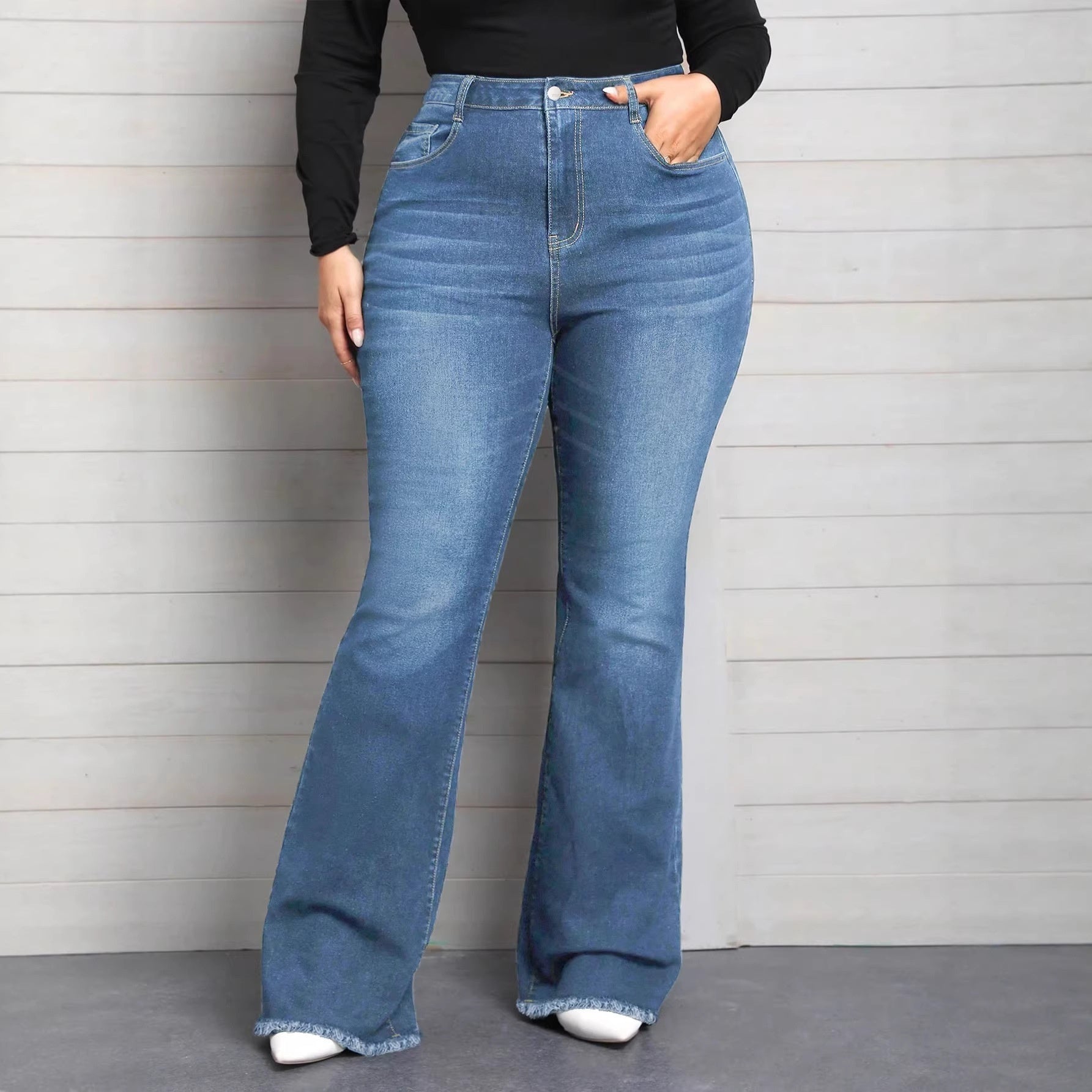 Blue Mid-rise Flared Jeans In-stock For Women Available On Our Independent Website