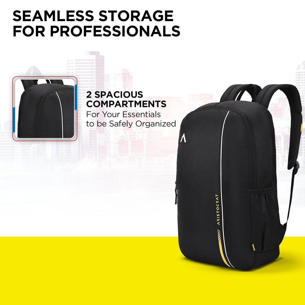 Aristocrat Nova 15L Laptop Backpack for Men & Women with Bottle Pocket | Padded Shoulder Straps, Multi Compartments