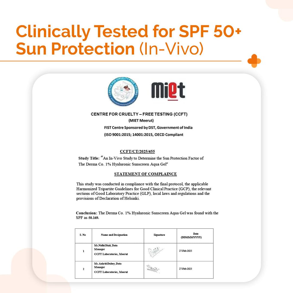 The Derma Co 1% Hyaluronic Sunscreen Aqua Gel SPF 50 PA++++ | Hydrating, Lightweight & Non-Greasy | No White Cast | Broad Spectrum & Blue Light Protection | Clinically Tested - (In-Vivo) | 50 g