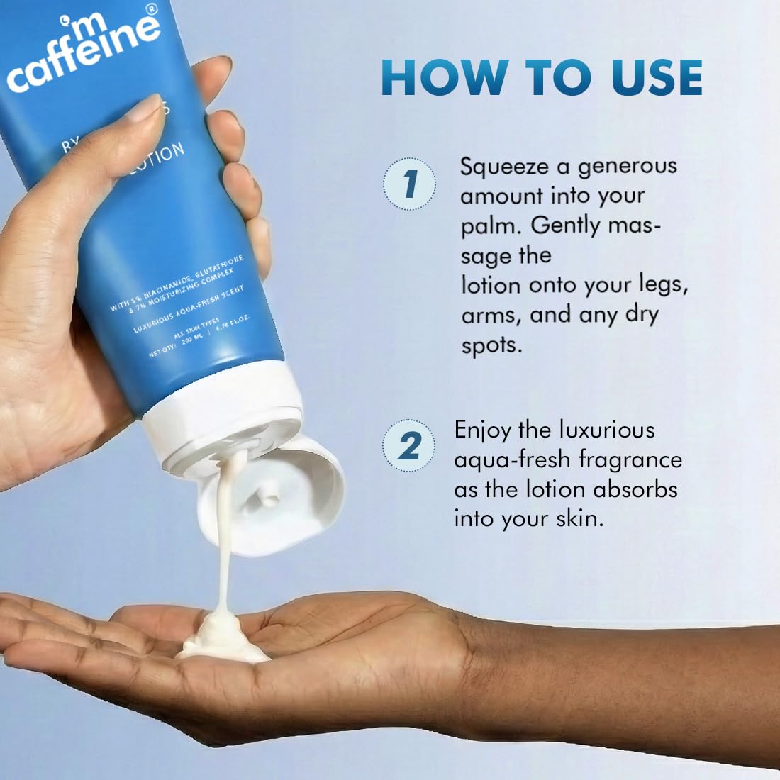 mCaffeine 5% Niacinamide & Glutathione for Brightening & Detan By The Blues Perfume Body Lotion 300ml | | Aquatic-Woody Fragrance | 72H Moisturization| Daily Use Summer Cream Bodylotion for Men & Women | Dry Skin