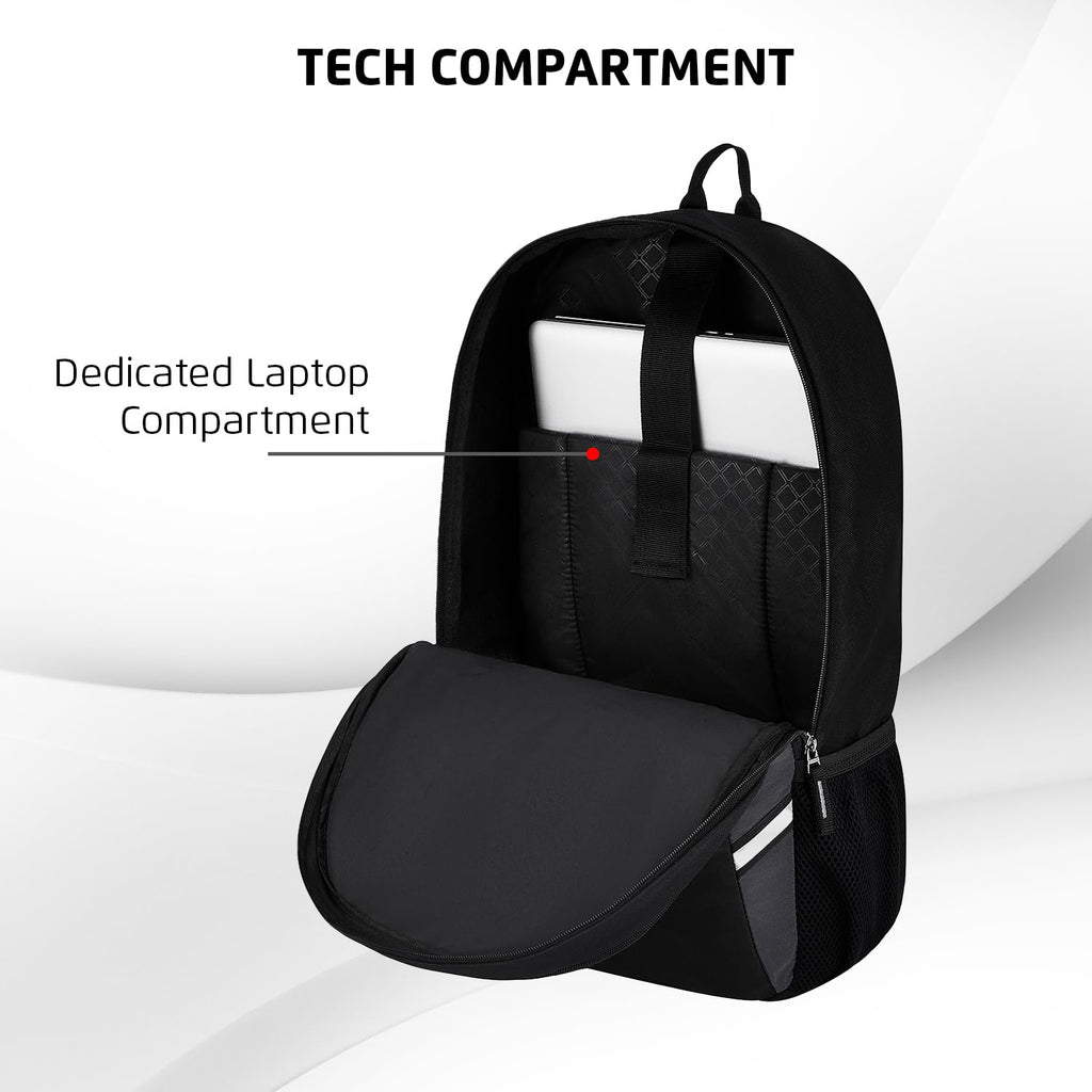 Safari Nudge Laptop Backpack for men & women, school bag for boys and girls, college bag, office bag, travel bag, 3 compartments, Bottle holder, Front pocket, Color Black