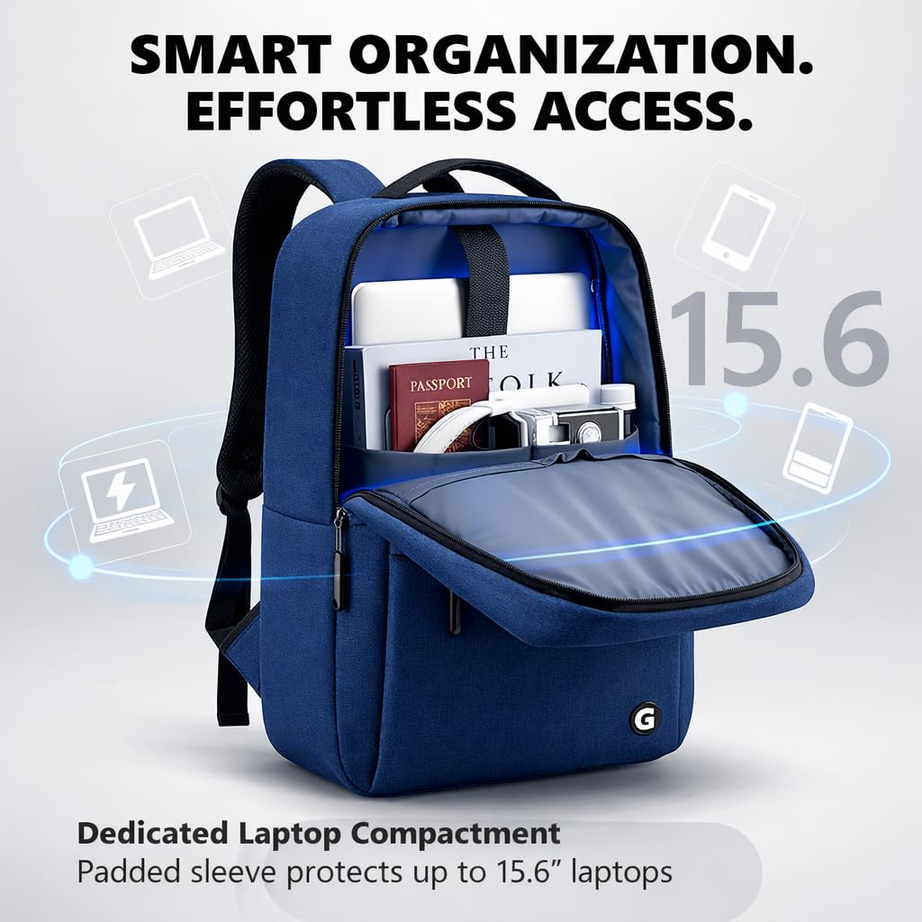 GadgetBite Graphite 20 Litre Laptop Bag with 15.6 Inch Laptop Compartment USB Charging Port and Organiser Pocket for Men Women Boys