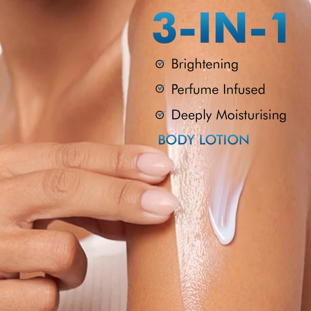 mCaffeine 5% Niacinamide & Glutathione for Brightening & Detan By The Blues Perfume Body Lotion 300ml | | Aquatic-Woody Fragrance | 72H Moisturization| Daily Use Summer Cream Bodylotion for Men & Women | Dry Skin