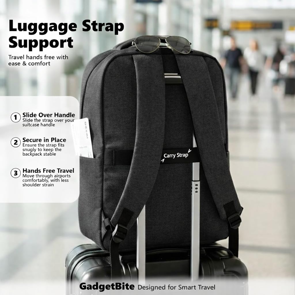 GadgetBite Graphite 20 Litre Laptop Bag with 15.6 Inch Laptop Compartment USB Charging Port and Organiser Pocket for Men Women Boys