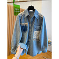 Loose-fit Lace Epaulette Patchwork Shirt Jacket Top