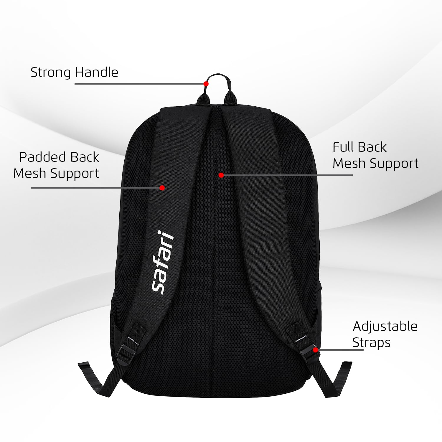 Safari Nudge Laptop Backpack for men & women, school bag for boys and girls, college bag, office bag, travel bag, 3 compartments, Bottle holder, Front pocket, Color Black