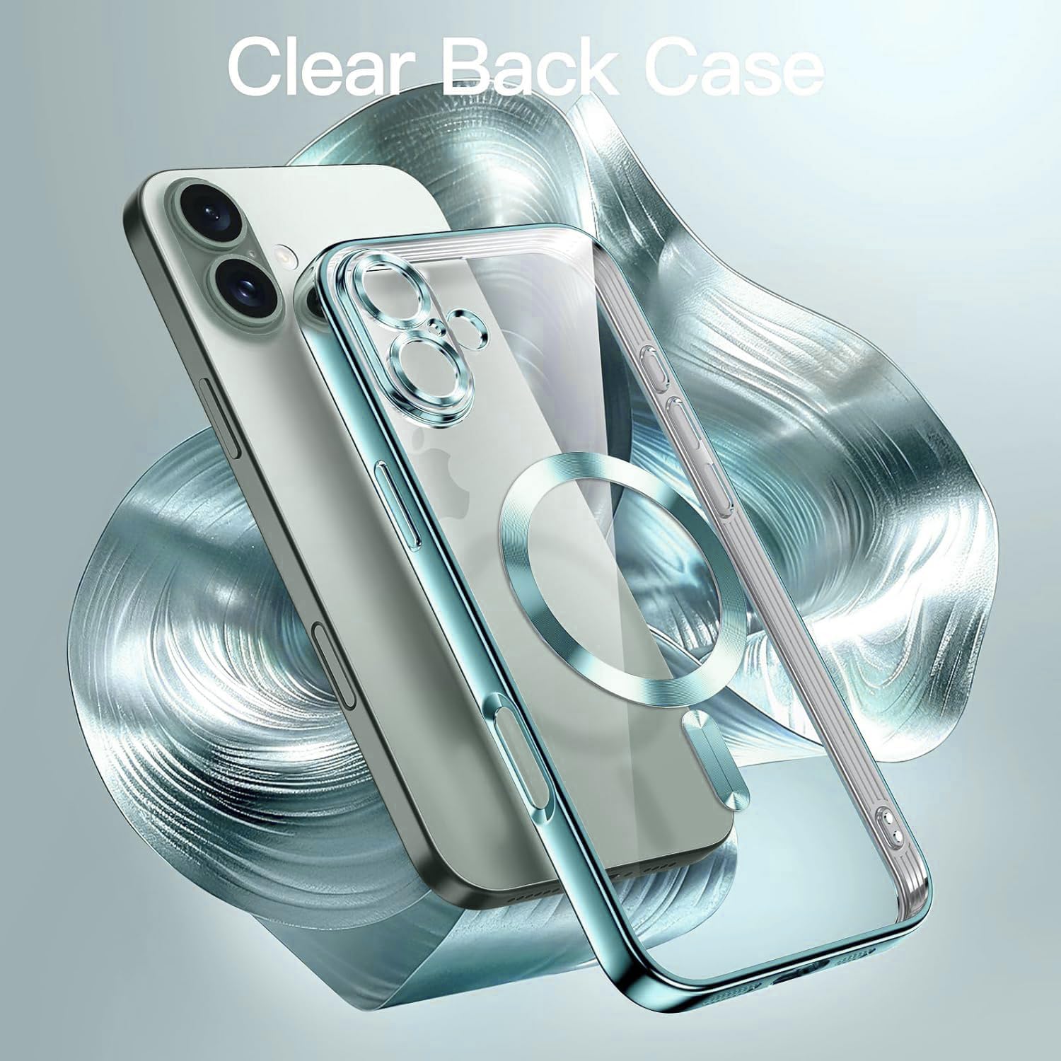 VONZEE Electroplating Transparent Clear Logo Back Cover TPU Compatible with iPhone 16 Plus Case, Compatible with Magsafe, Full Body & Individual Camera Protection for Each Lens for Men & Women (Gold)