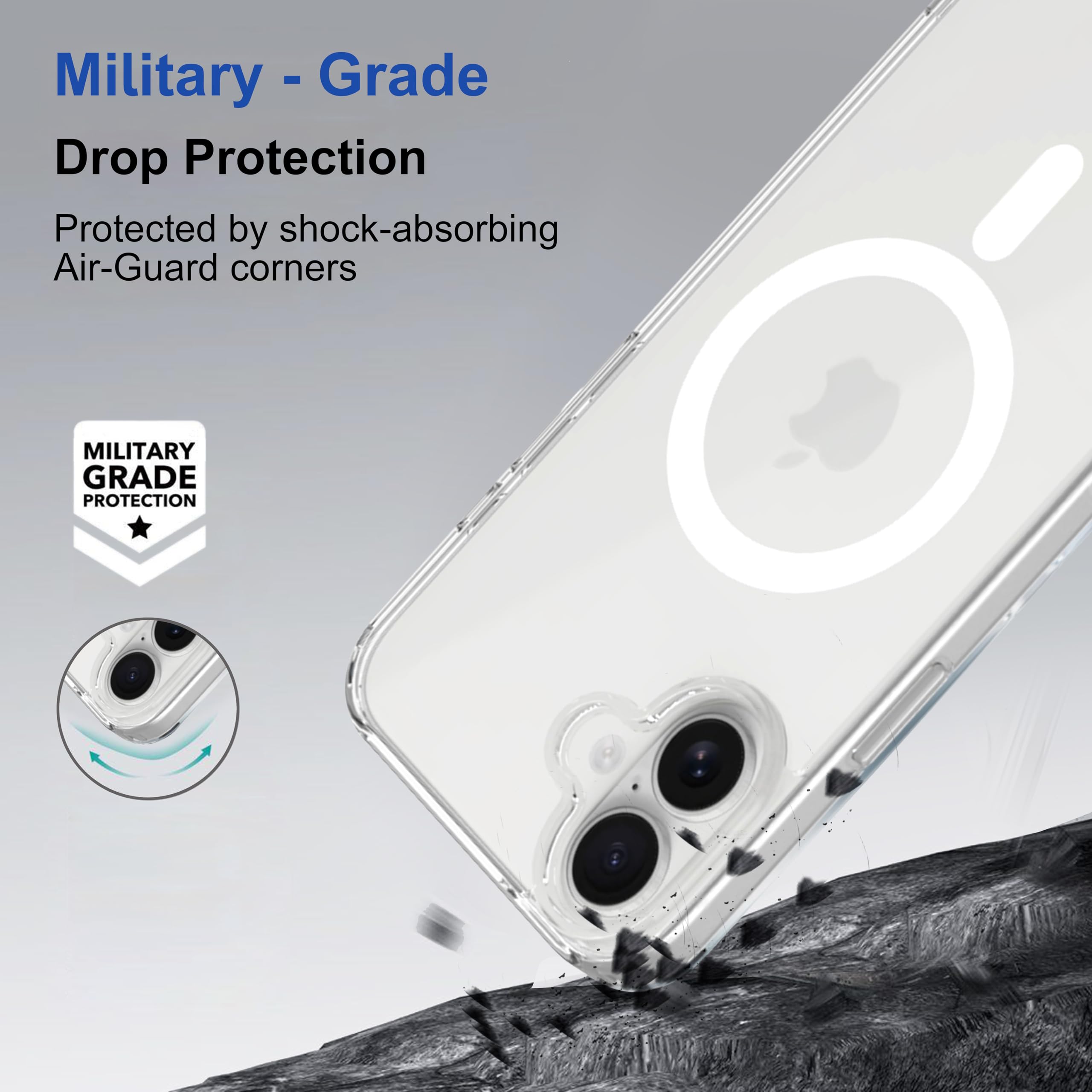 amazon basics Back Case Cover for iPhone 16 Plus | Compatible for iPhone 16 Plus Back Cover | Scratch-Resistant Back Cover | Clear