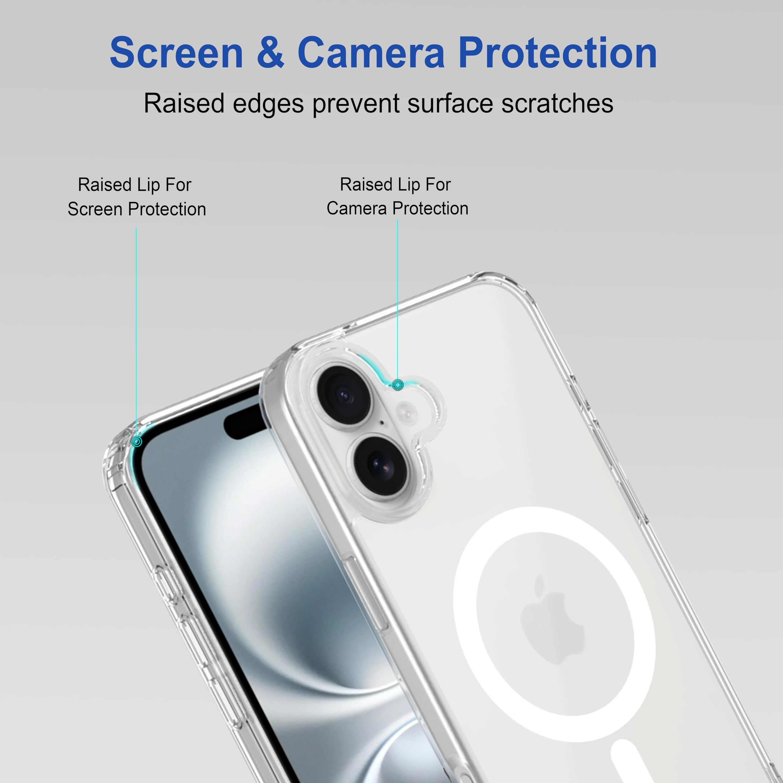 amazon basics Back Case Cover for iPhone 16 Plus | Compatible for iPhone 16 Plus Back Cover | Scratch-Resistant Back Cover | Clear