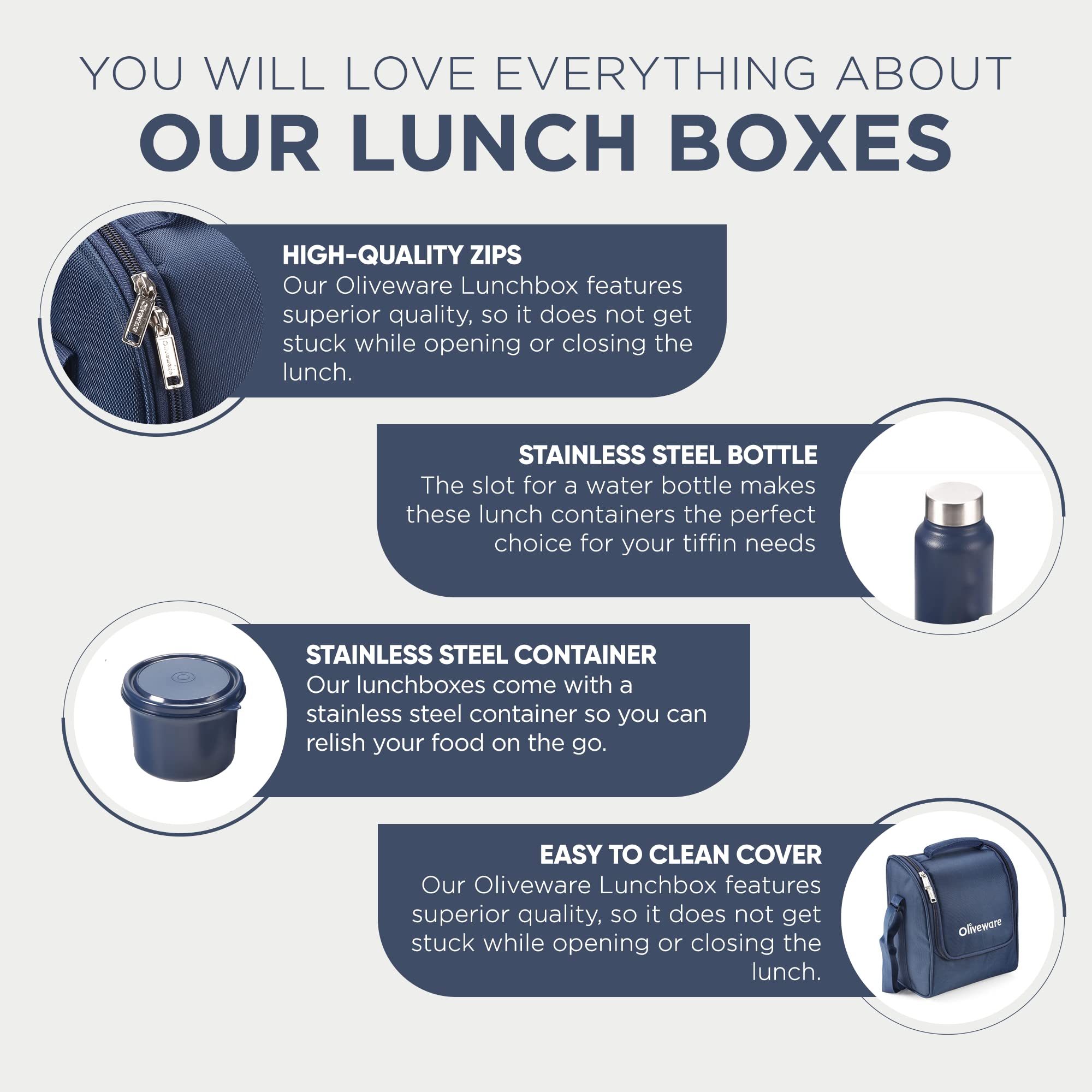 SOPL-OLIVEWARE Teso Pro Lunch Box with Steel Cutlery,3 Microwave Safe Inner Containers with Bpa Free Lids(290Ml,450Ml&600Ml) Plastic Pickle Box(130Ml) Steel Water Bottle(750Ml)-Black,600 ML