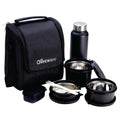 SOPL-OLIVEWARE Teso Pro Lunch Box with Steel Cutlery,3 Microwave Safe Inner Containers with Bpa Free Lids(290Ml,450Ml&600Ml) Plastic Pickle Box(130Ml) Steel Water Bottle(750Ml)-Black,600 ML