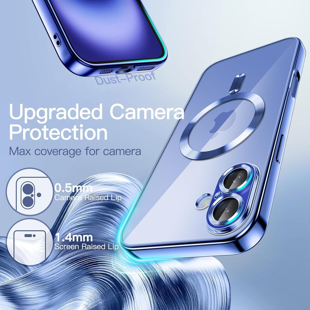 VONZEE Electroplating Transparent Clear Logo Back Cover TPU Compatible with iPhone 16 Plus Case, Compatible with Magsafe, Full Body & Individual Camera Protection for Each Lens for Men & Women (Gold)