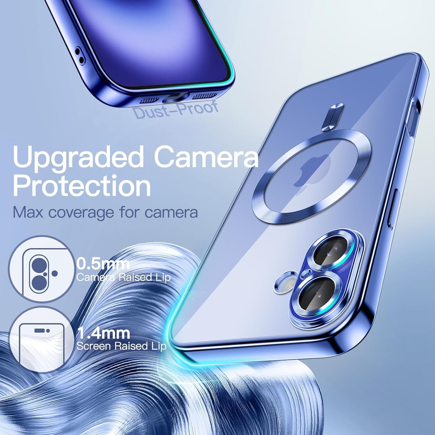 VONZEE Electroplating Transparent Clear Logo Back Cover TPU Compatible with iPhone 16 Plus Case, Compatible with Magsafe, Full Body & Individual Camera Protection for Each Lens for Men & Women (Gold)