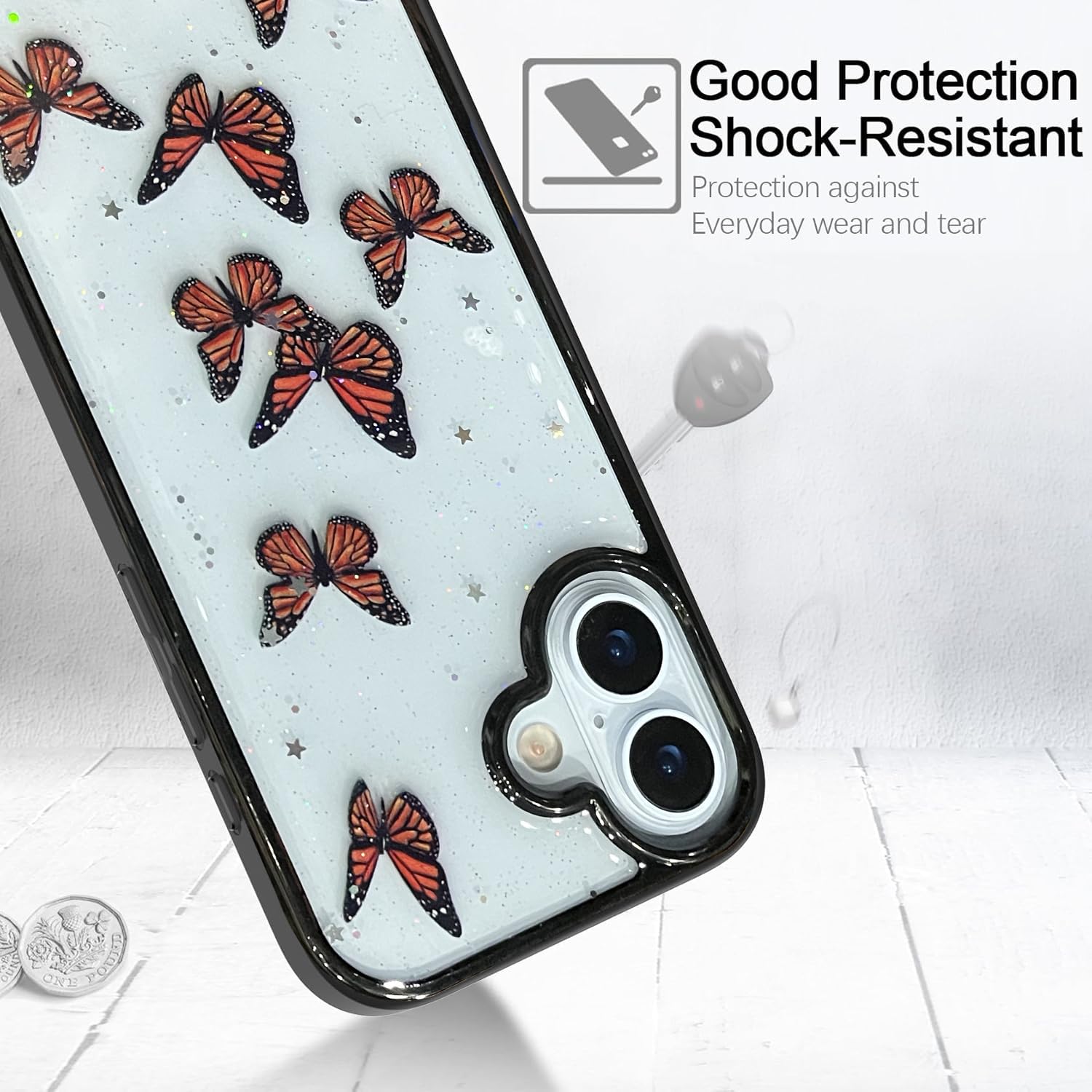 VONZEE Electroplating Transparent Clear Logo Back Cover TPU Compatible with iPhone 16 Plus Case, Compatible with Magsafe, Full Body & Individual Camera Protection for Each Lens for Men & Women (Gold)