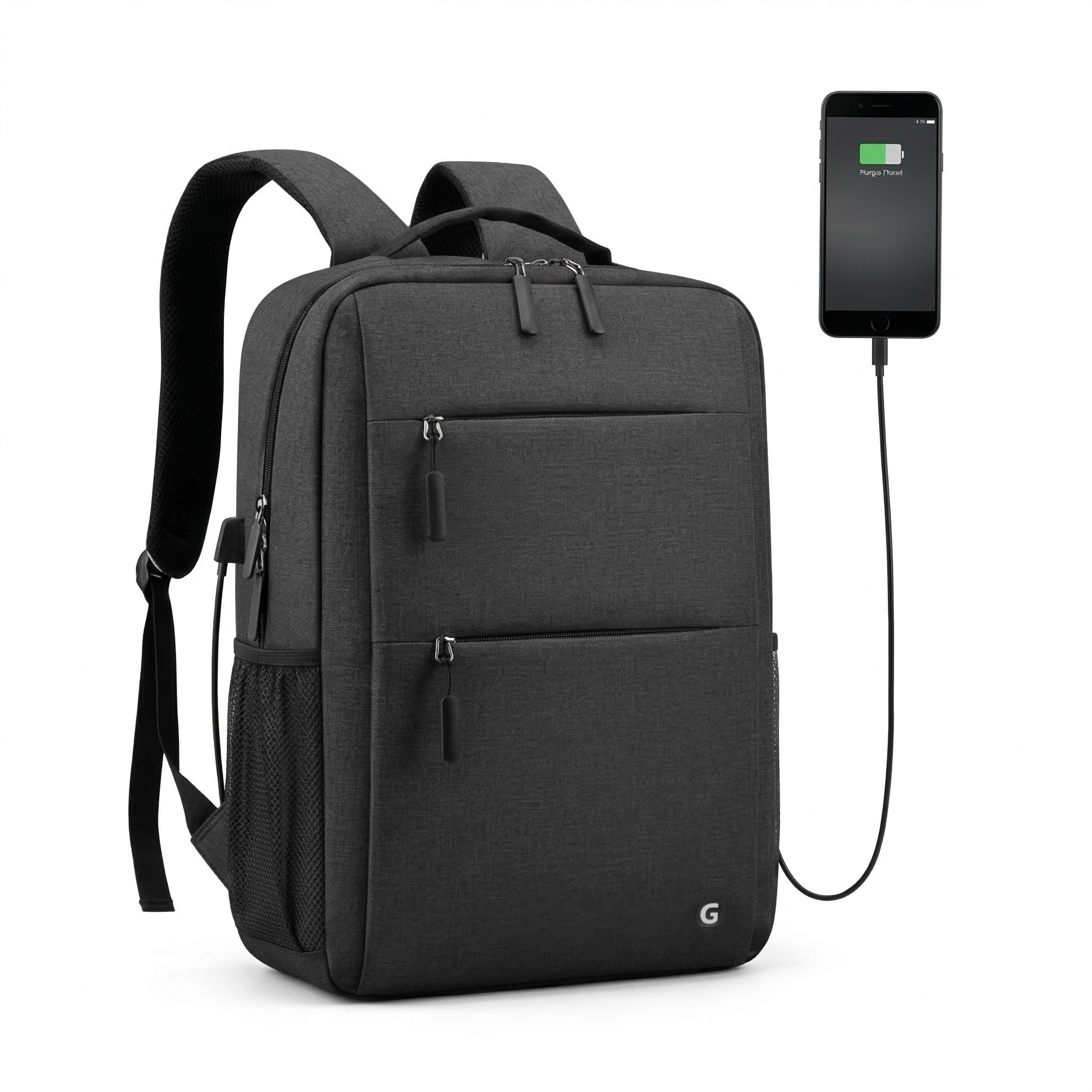 GadgetBite Graphite 20 Litre Laptop Bag with 15.6 Inch Laptop Compartment USB Charging Port and Organiser Pocket for Men Women Boys