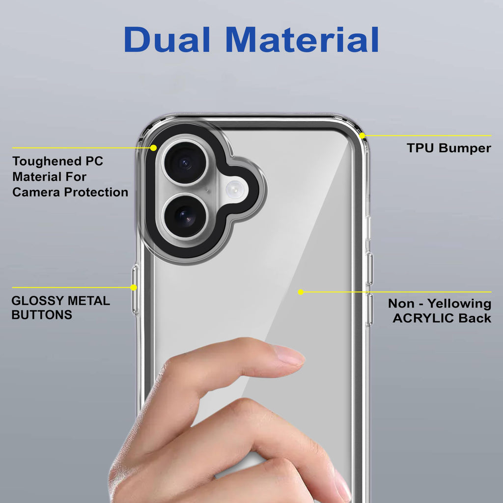 amazon basics Back Case Cover for iPhone 16 Plus | Compatible for iPhone 16 Plus Back Cover | Scratch-Resistant Back Cover | Clear