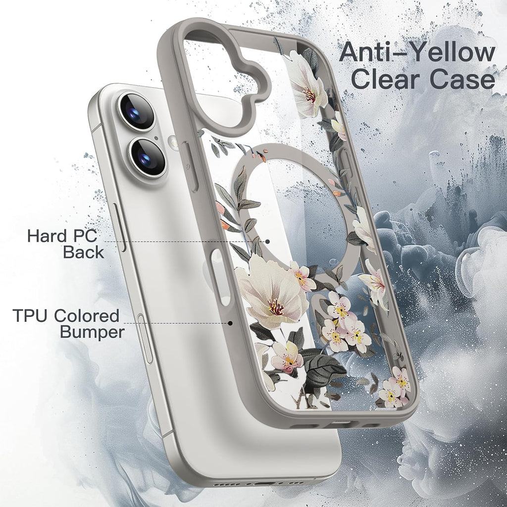 VONZEE Electroplating Transparent Clear Logo Back Cover TPU Compatible with iPhone 16 Plus Case, Compatible with Magsafe, Full Body & Individual Camera Protection for Each Lens for Men & Women (Gold)