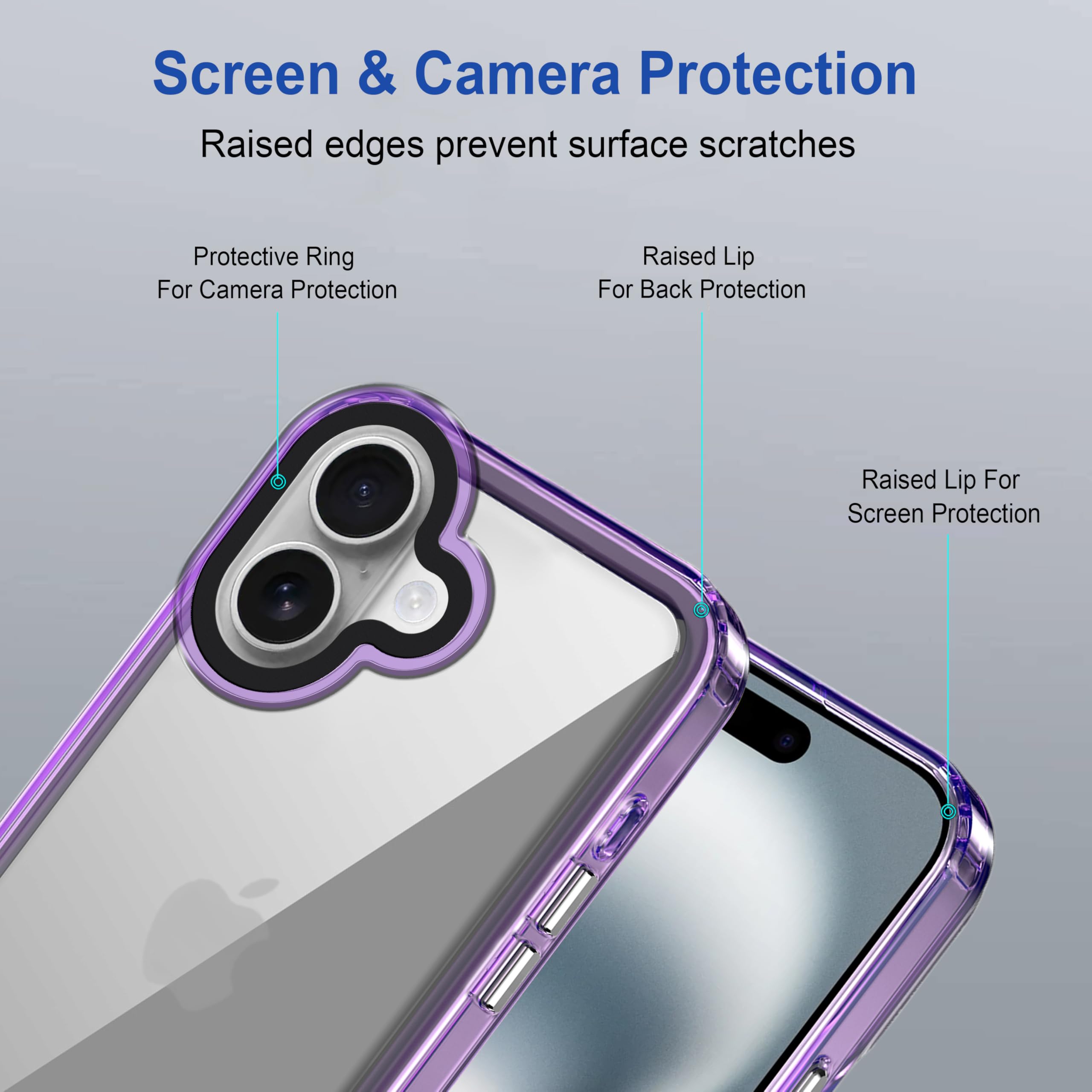 amazon basics Back Case Cover for iPhone 16 Plus | Compatible for iPhone 16 Plus Back Cover | Scratch-Resistant Back Cover | Clear