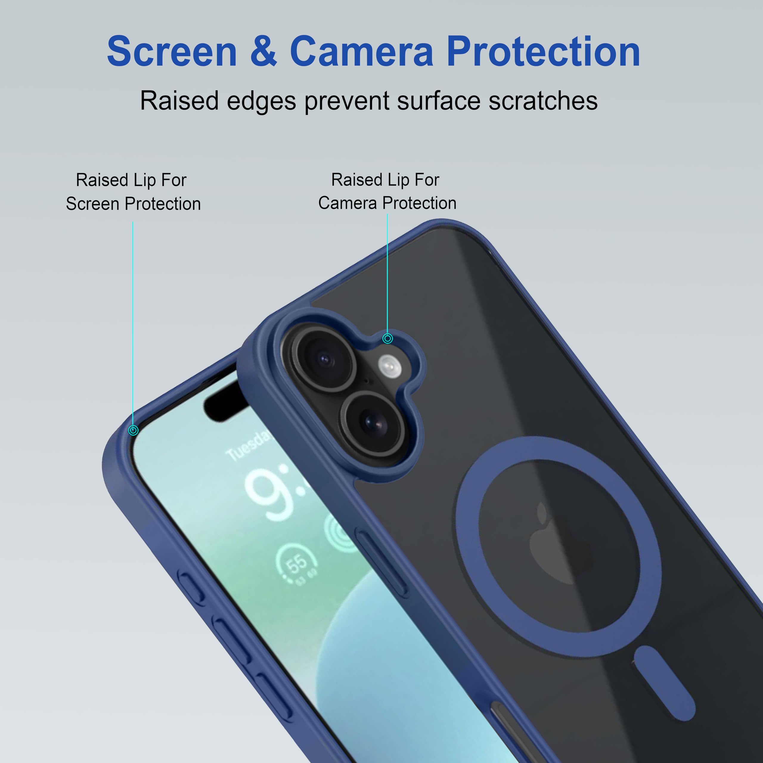 amazon basics Back Case Cover for iPhone 16 Plus | Compatible for iPhone 16 Plus Back Cover | Scratch-Resistant Back Cover | Clear