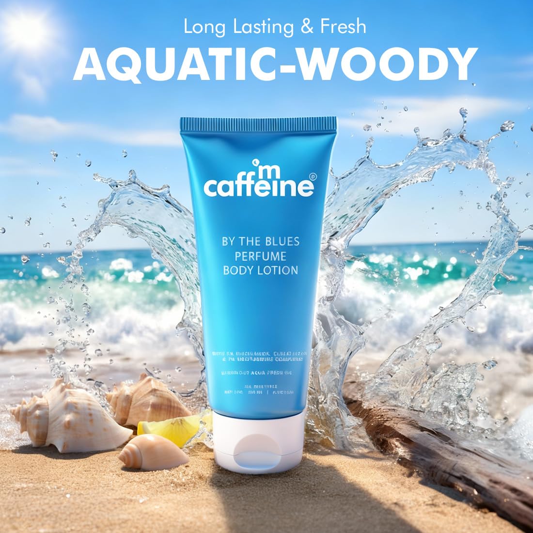 mCaffeine 5% Niacinamide & Glutathione for Brightening & Detan By The Blues Perfume Body Lotion 300ml | | Aquatic-Woody Fragrance | 72H Moisturization| Daily Use Summer Cream Bodylotion for Men & Women | Dry Skin