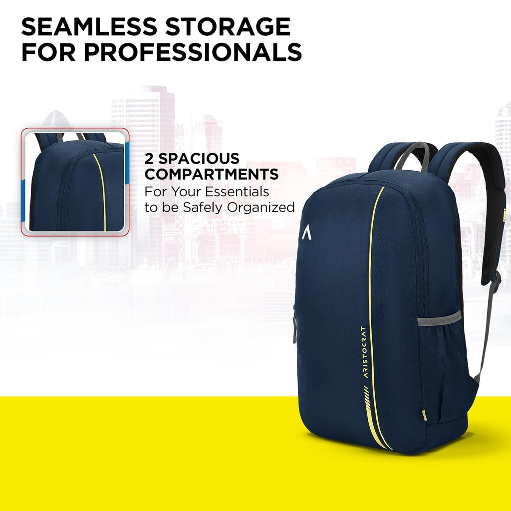 Aristocrat Nova 15L Laptop Backpack for Men & Women with Bottle Pocket | Padded Shoulder Straps, Multi Compartments