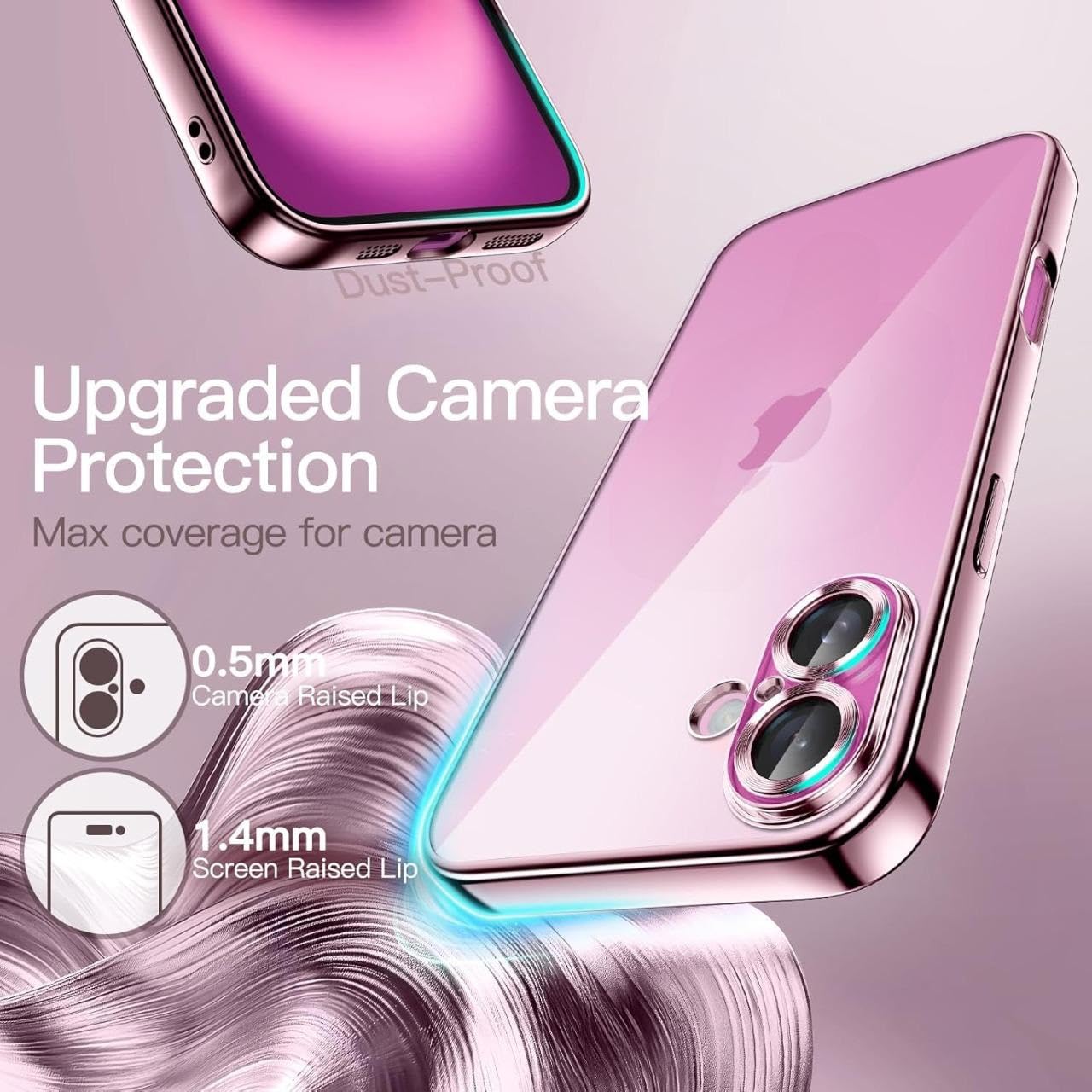 VONZEE Electroplating Transparent Clear Logo Back Cover TPU Compatible with iPhone 16 Plus Case, Compatible with Magsafe, Full Body & Individual Camera Protection for Each Lens for Men & Women (Gold)