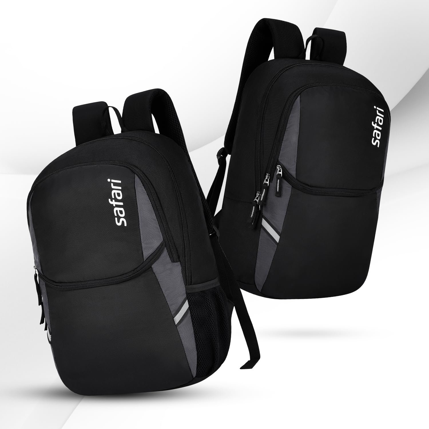 Safari Nudge Laptop Backpack for men & women, school bag for boys and girls, college bag, office bag, travel bag, 3 compartments, Bottle holder, Front pocket, Color Black