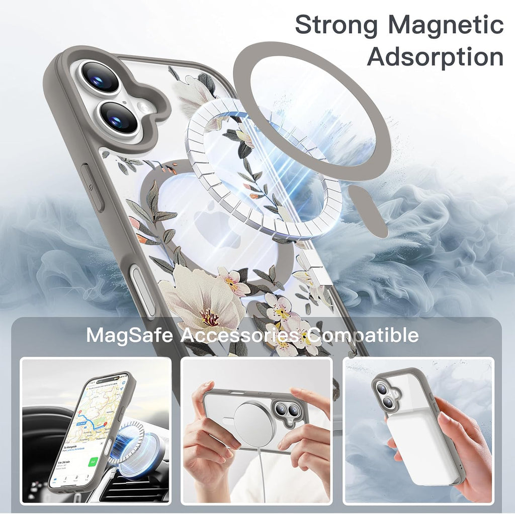 VONZEE Electroplating Transparent Clear Logo Back Cover TPU Compatible with iPhone 16 Plus Case, Compatible with Magsafe, Full Body & Individual Camera Protection for Each Lens for Men & Women (Gold)