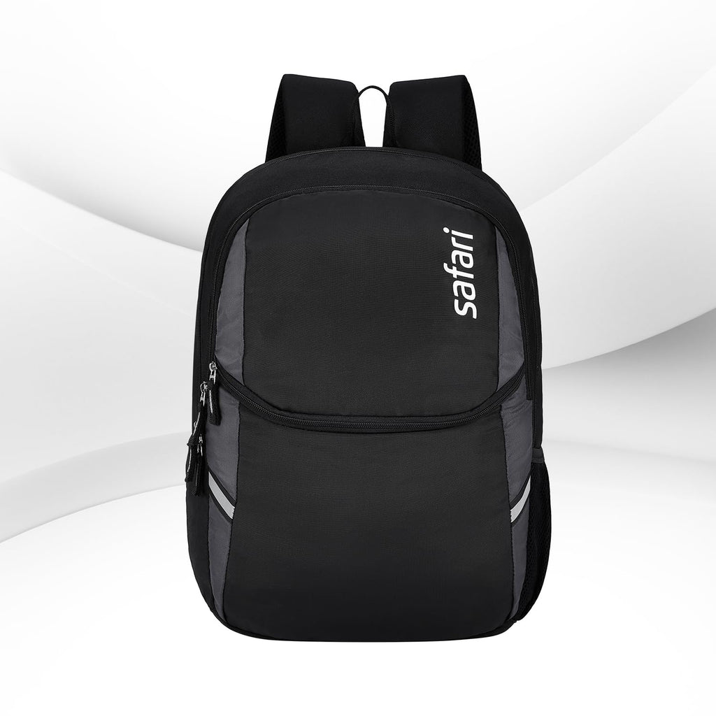 Safari Nudge Laptop Backpack for men & women, school bag for boys and girls, college bag, office bag, travel bag, 3 compartments, Bottle holder, Front pocket, Color Black