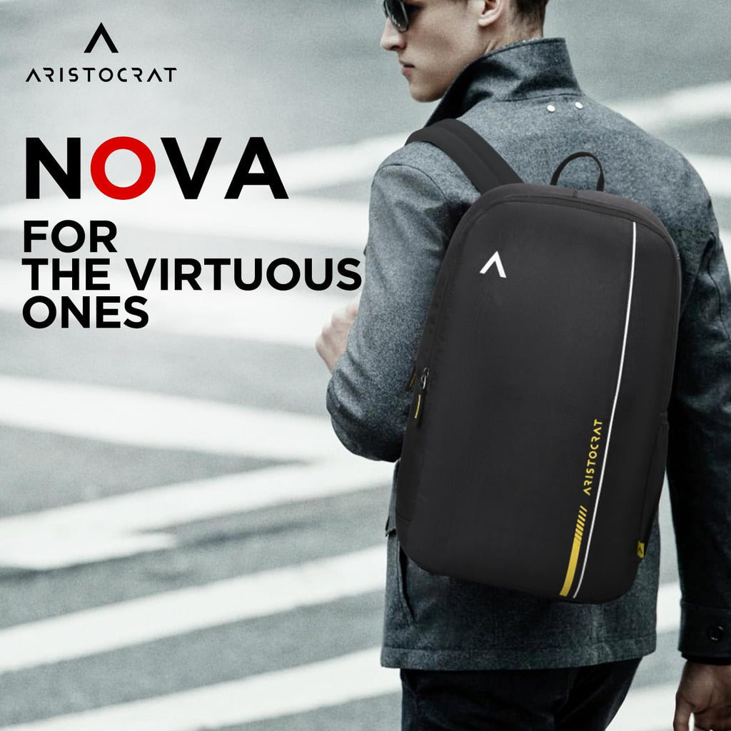 Aristocrat Nova 15L Laptop Backpack for Men & Women with Bottle Pocket | Padded Shoulder Straps, Multi Compartments