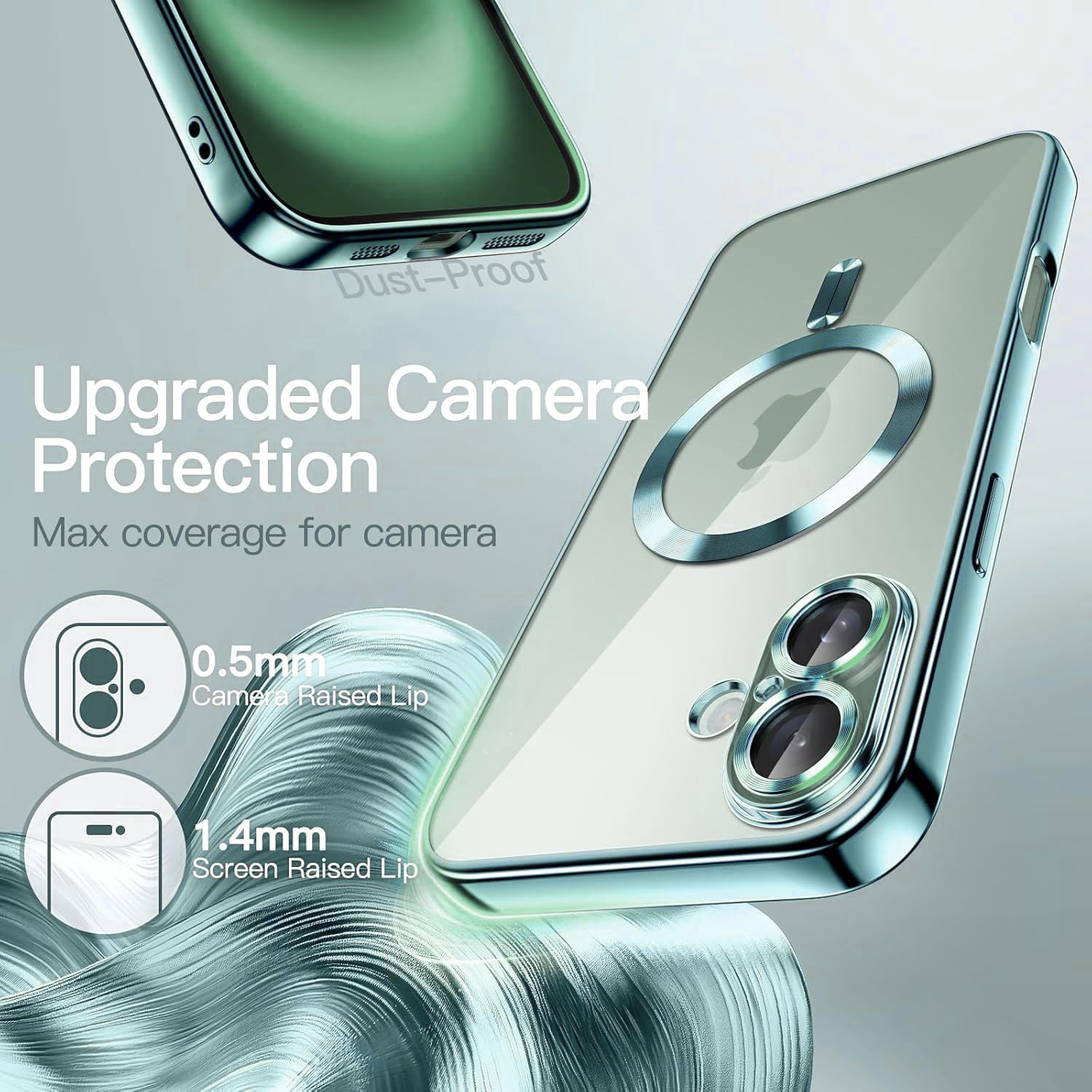 VONZEE Electroplating Transparent Clear Logo Back Cover TPU Compatible with iPhone 16 Plus Case, Compatible with Magsafe, Full Body & Individual Camera Protection for Each Lens for Men & Women (Gold)