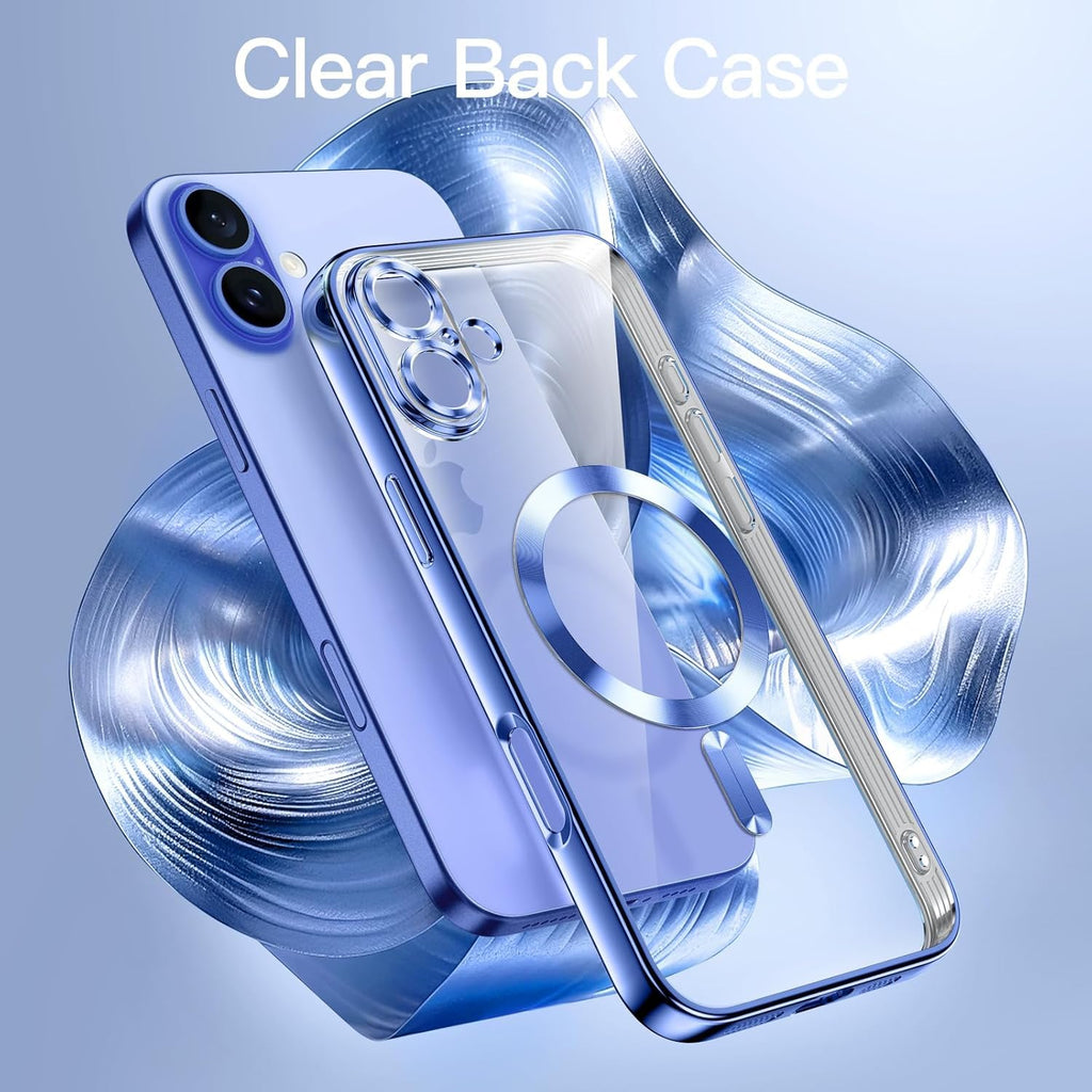 VONZEE Electroplating Transparent Clear Logo Back Cover TPU Compatible with iPhone 16 Plus Case, Compatible with Magsafe, Full Body & Individual Camera Protection for Each Lens for Men & Women (Gold)