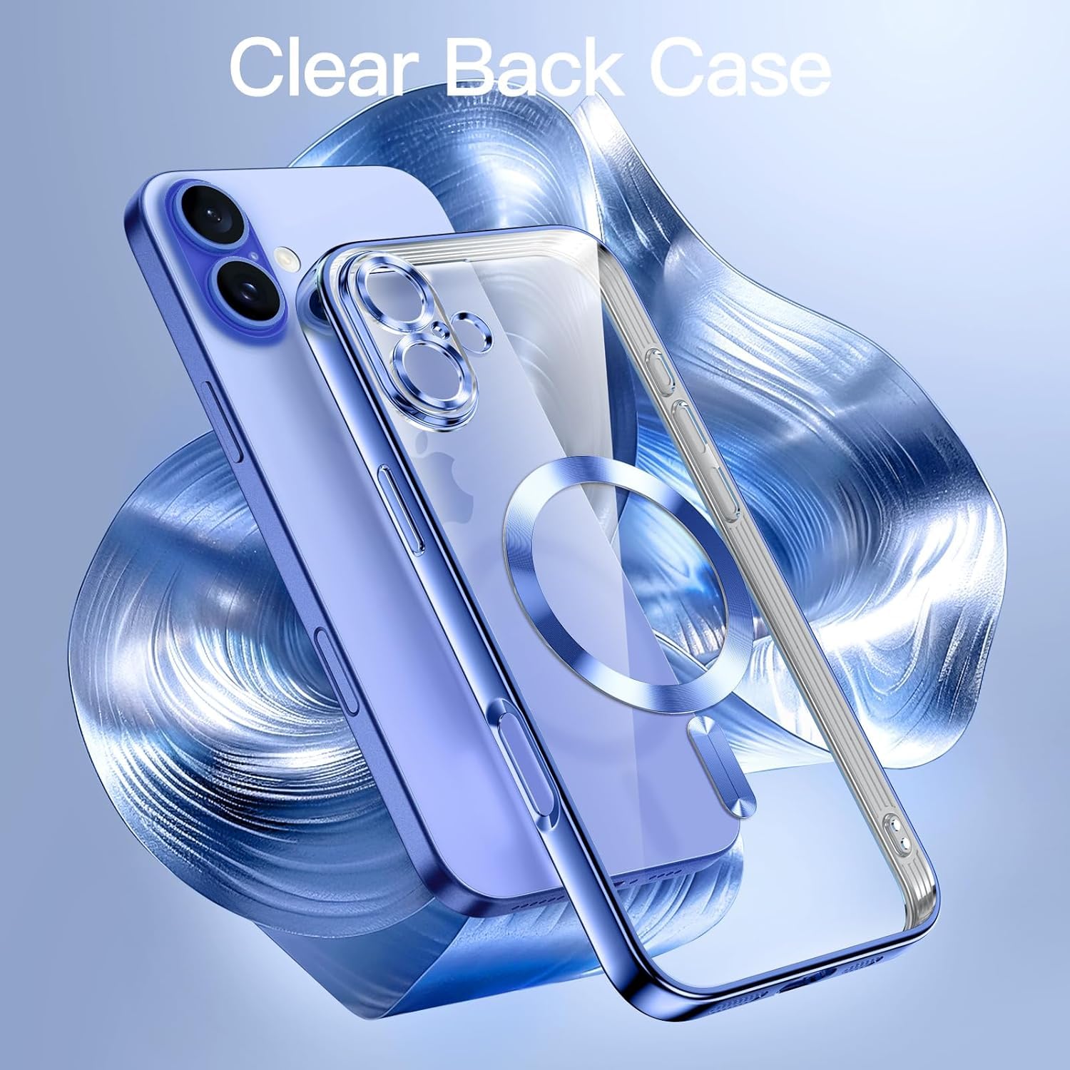VONZEE Electroplating Transparent Clear Logo Back Cover TPU Compatible with iPhone 16 Plus Case, Compatible with Magsafe, Full Body & Individual Camera Protection for Each Lens for Men & Women (Gold)