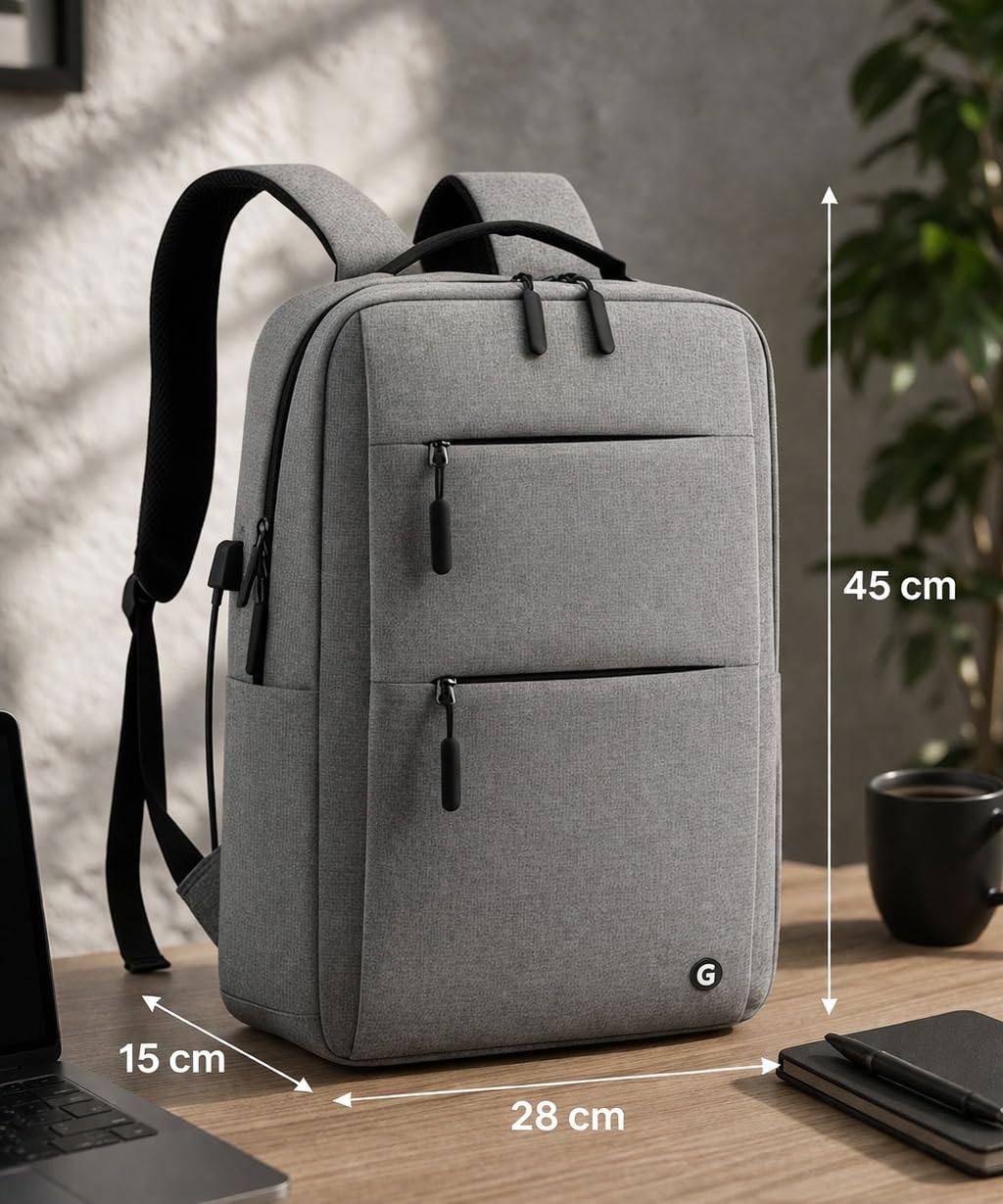 GadgetBite Graphite 20 Litre Laptop Bag with 15.6 Inch Laptop Compartment USB Charging Port and Organiser Pocket for Men Women Boys