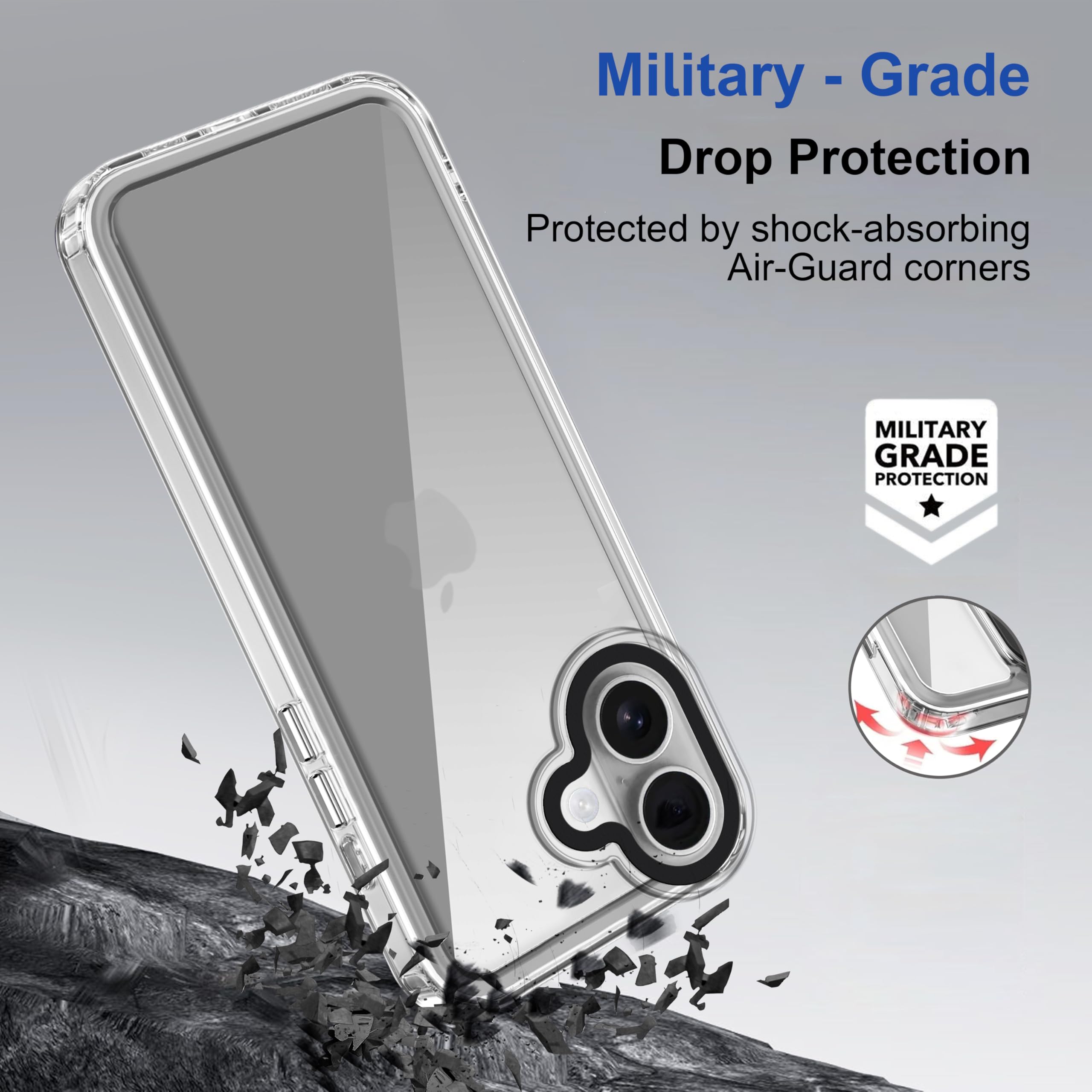 amazon basics Back Case Cover for iPhone 16 Plus | Compatible for iPhone 16 Plus Back Cover | Scratch-Resistant Back Cover | Clear