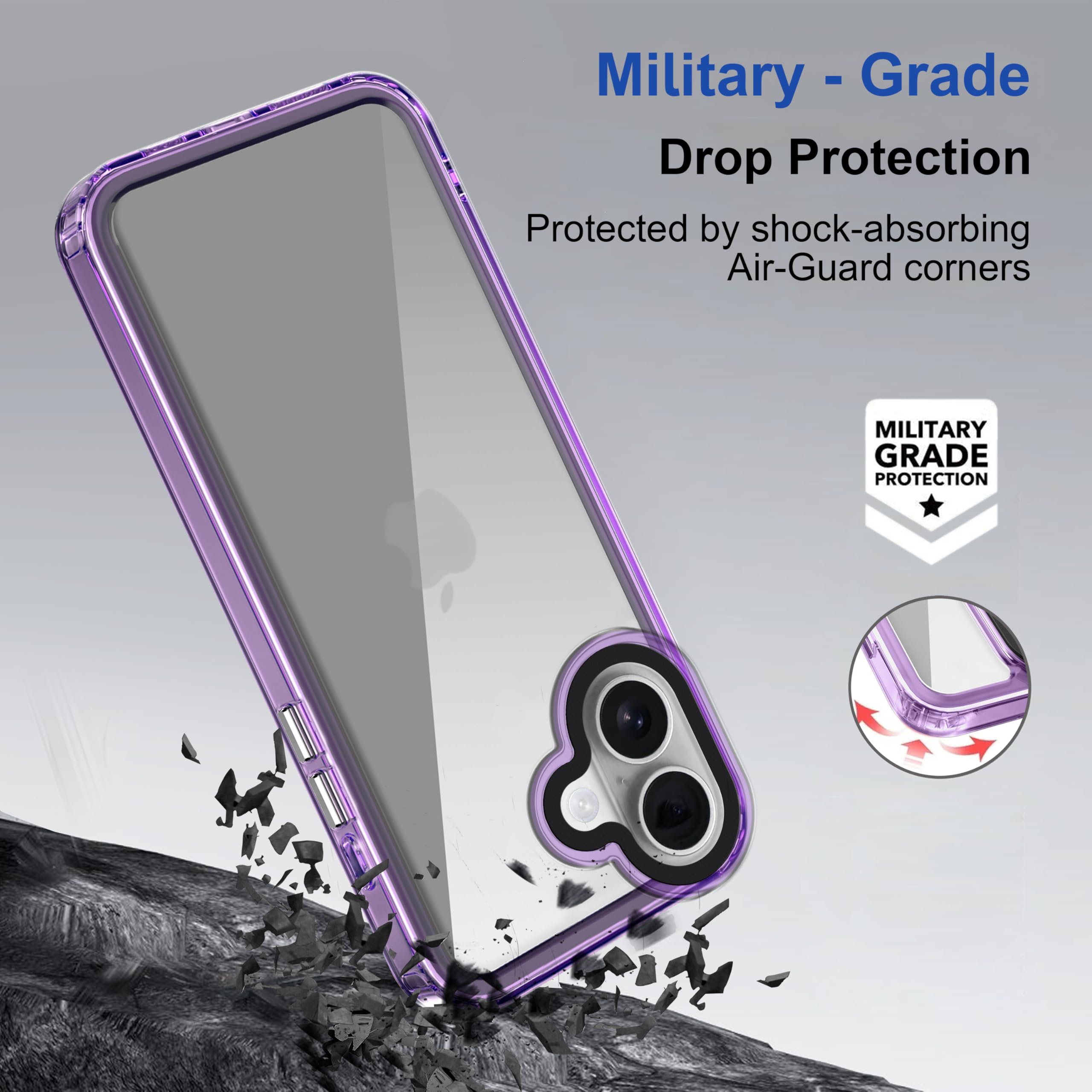 amazon basics Back Case Cover for iPhone 16 Plus | Compatible for iPhone 16 Plus Back Cover | Scratch-Resistant Back Cover | Clear