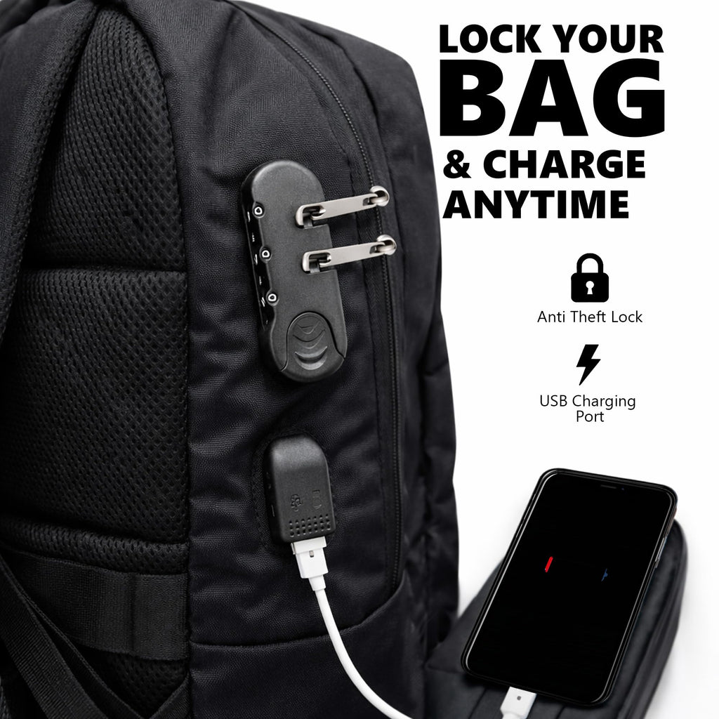 GadgetBite Graphite 20 Litre Laptop Bag with 15.6 Inch Laptop Compartment USB Charging Port and Organiser Pocket for Men Women Boys