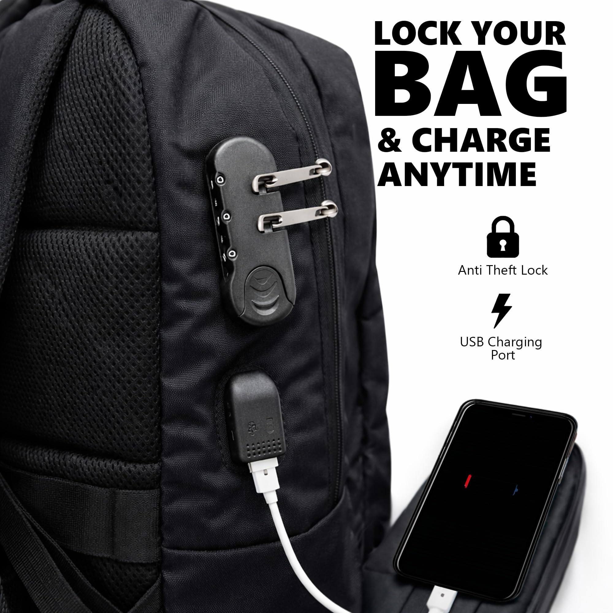 GadgetBite Graphite 20 Litre Laptop Bag with 15.6 Inch Laptop Compartment USB Charging Port and Organiser Pocket for Men Women Boys
