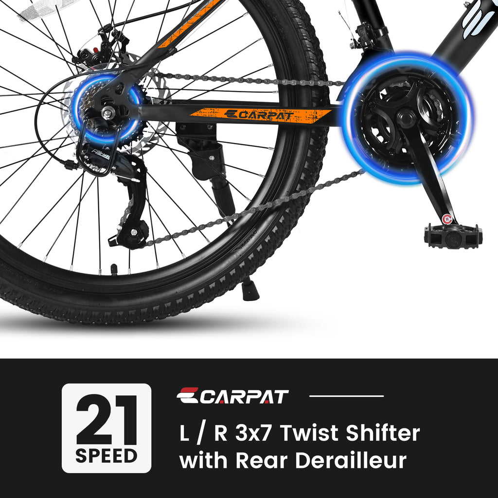 S26102 26 Inch Mountain Bike, Shimano 21 Speeds With Mechanical Disc Brakes, High-Carbon Steel Frame, Suspension Bikes Mountain Bicycle For Teenagers