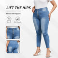 European And American Plus-Size Womens Tight Washed Denim Jeans