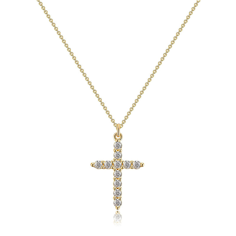 14K Gold Plated Small Cross Pendant Necklace