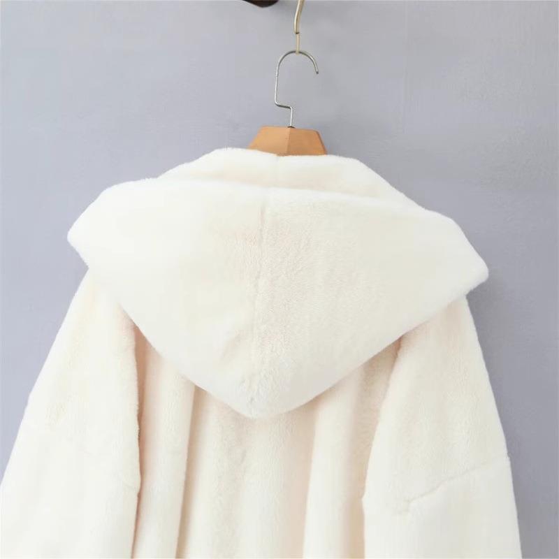 Casual Big-Size Collar-Tied Waist Elegant Hooded Coat